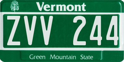 VT license plate ZVV244