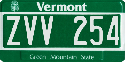 VT license plate ZVV254