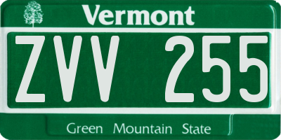 VT license plate ZVV255