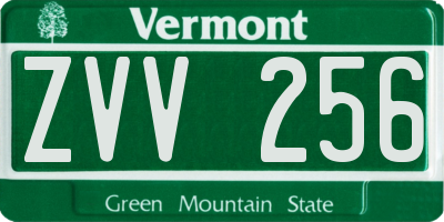 VT license plate ZVV256