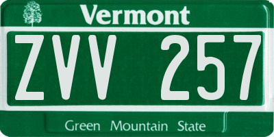 VT license plate ZVV257