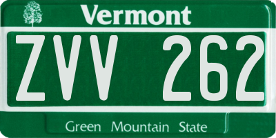 VT license plate ZVV262