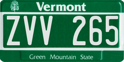 VT license plate ZVV265