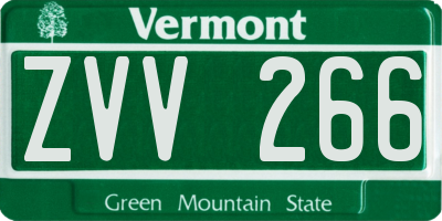 VT license plate ZVV266