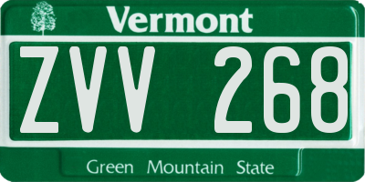 VT license plate ZVV268