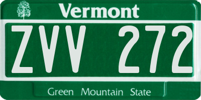 VT license plate ZVV272