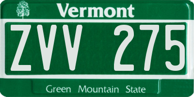 VT license plate ZVV275