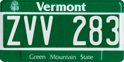 VT license plate ZVV283