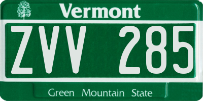 VT license plate ZVV285