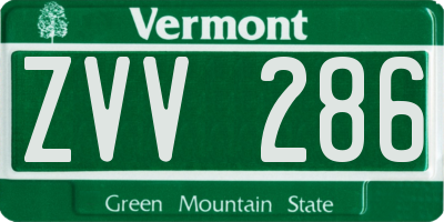 VT license plate ZVV286