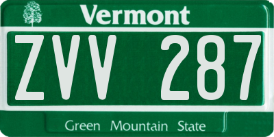 VT license plate ZVV287