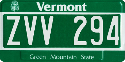 VT license plate ZVV294