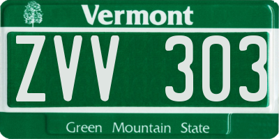 VT license plate ZVV303