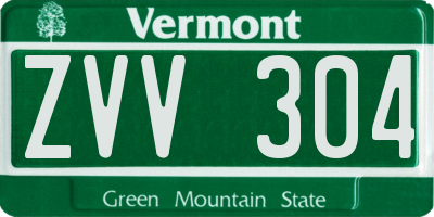 VT license plate ZVV304