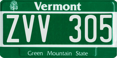 VT license plate ZVV305