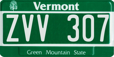 VT license plate ZVV307
