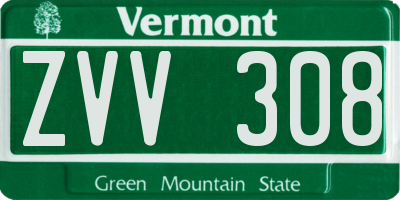 VT license plate ZVV308