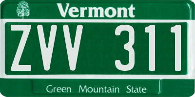 VT license plate ZVV311