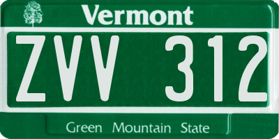 VT license plate ZVV312
