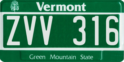 VT license plate ZVV316