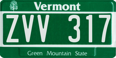 VT license plate ZVV317