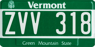 VT license plate ZVV318