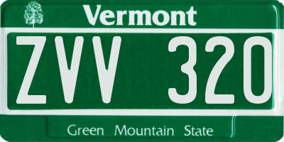 VT license plate ZVV320