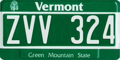 VT license plate ZVV324