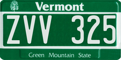 VT license plate ZVV325