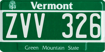 VT license plate ZVV326