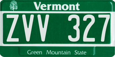 VT license plate ZVV327