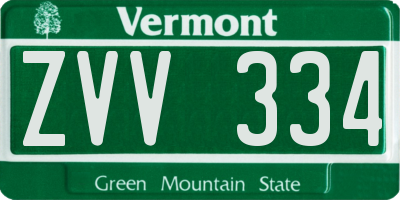 VT license plate ZVV334
