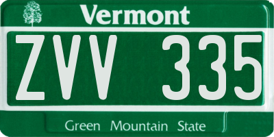 VT license plate ZVV335