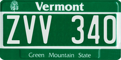 VT license plate ZVV340