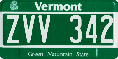 VT license plate ZVV342
