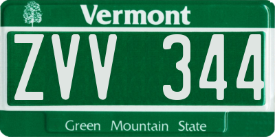VT license plate ZVV344