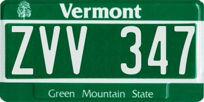 VT license plate ZVV347