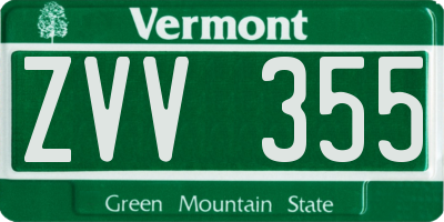 VT license plate ZVV355