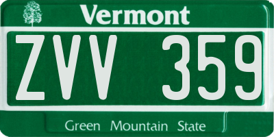 VT license plate ZVV359