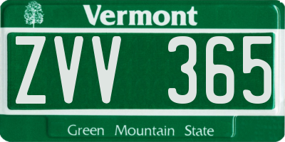 VT license plate ZVV365