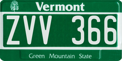 VT license plate ZVV366