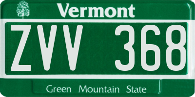 VT license plate ZVV368