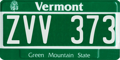 VT license plate ZVV373