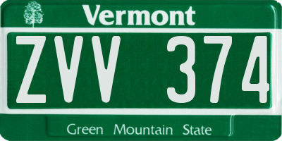 VT license plate ZVV374