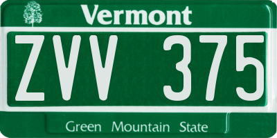 VT license plate ZVV375