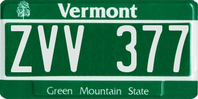 VT license plate ZVV377