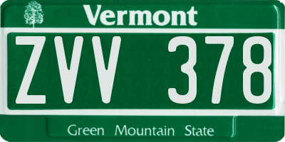 VT license plate ZVV378