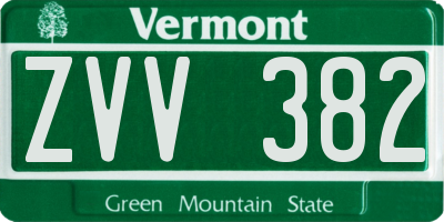 VT license plate ZVV382