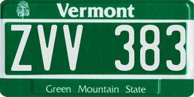VT license plate ZVV383