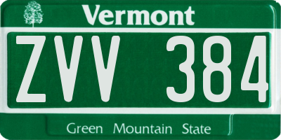 VT license plate ZVV384